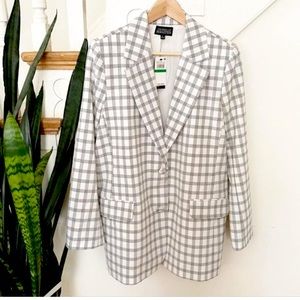 White and black plaid blazer